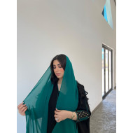 Black abaya with turquoise color with embroidered sleeves