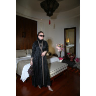 عباية الجاكار الكلاسيكية - Black Floral Jacquard