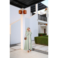 عباية الدانتيل المبطنة (لون أخضر هادئ ) - Lined Sage Lace
