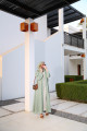 عباية الدانتيل المبطنة (لون أخضر هادئ ) - Lined Sage Lace