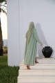 عباية الدانتيل المبطنة (لون أخضر هادئ ) - Lined Sage Lace