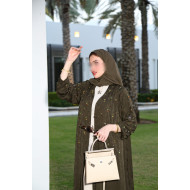 عباية زيتي مخروزة - Olive Sparkles