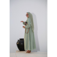 عباية الدانتيل المبطنة (لون أخضر هادئ ) - Lined Sage Lace