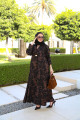 عباية الفيسكوز (أسود بنقوش برونزية) - Viscose Abaya