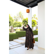 عباية الفيسكوز (أسود بنقوش برونزية) - Viscose Abaya