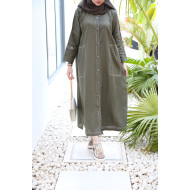 Linen abaya in olive color