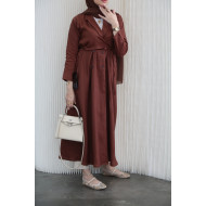 Linen wrap abaya in brown