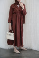 Linen wrap abaya in brown