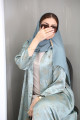 Sky blue satin silk abaya