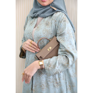 Sky blue satin silk abaya