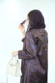 Viscose abaya with a luxurious check on the back