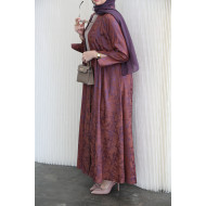 Abaya with a combination of copper and purple