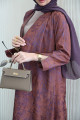Abaya with a combination of copper and purple