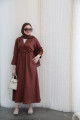 Linen wrap abaya in brown