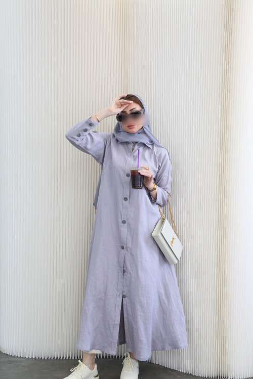 Linen abaya in lavender