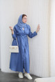 Linen wrap abaya in blue jeans