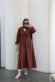 Linen wrap abaya in brown