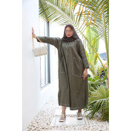 Linen abaya in olive color