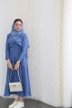 Linen wrap abaya in blue jeans
