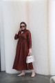 Linen wrap abaya in brown