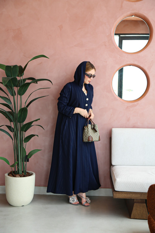 Navy striped abaya