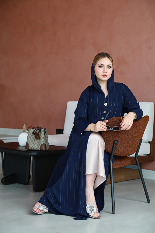 Navy striped abaya