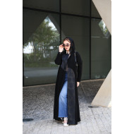 عباية دمج جاكارد مع كريب