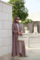 Mauve color lace abaya