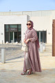 Mauve color lace abaya