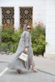 Gray lace abaya