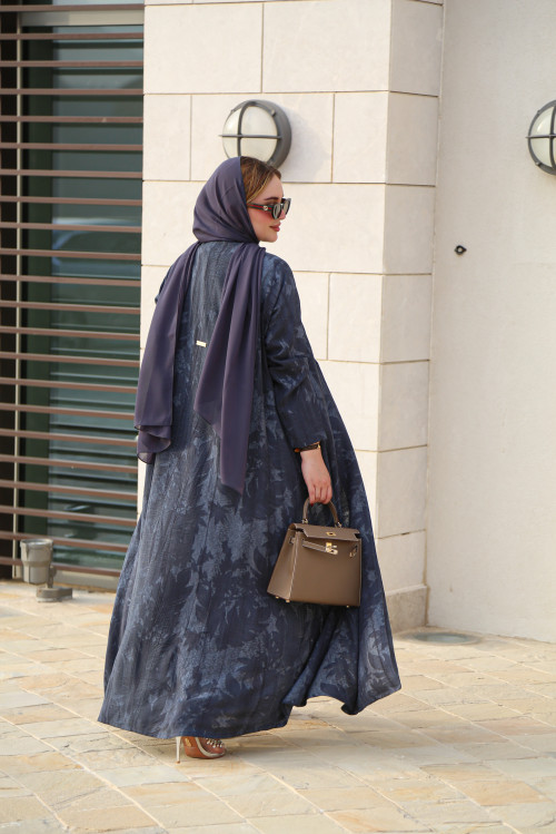 عباية لينن منقوشة