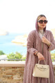 Mauve color lace abaya