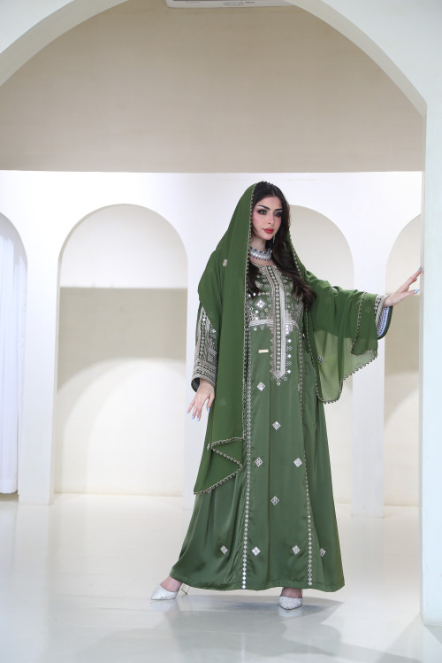 Long olive green balushi dress