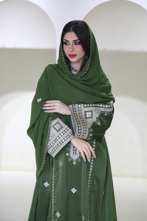 Long olive green balushi dress