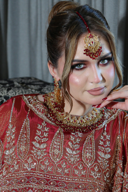 Maroon Indian accessories set