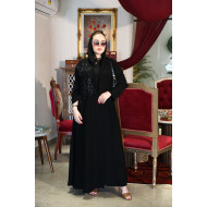 عباية الورود المطرزة- Black Embroidery Roses