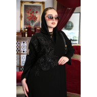 عباية الورود المطرزة- Black Embroidery Roses