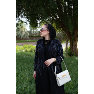 عباية جاكارد -  Navy Leaves