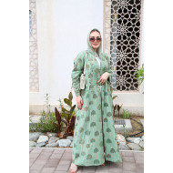 عباية مزخرفة بالورود - ورود برية بالنعناع