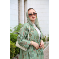 عباية مزخرفة بالورود - ورود برية بالنعناع