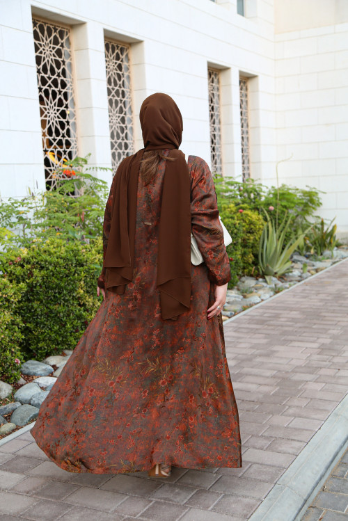 عباية حدائق الزهور - Mocha Brown