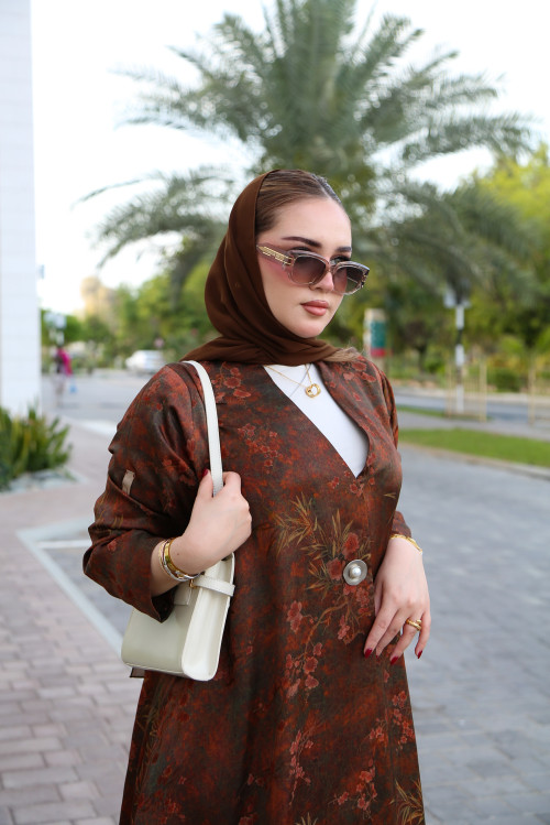 عباية حدائق الزهور - Mocha Brown