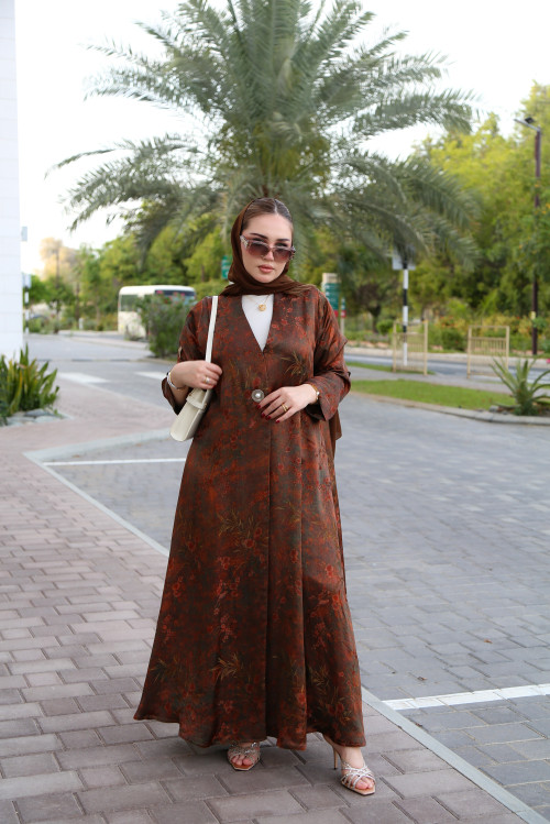 عباية حدائق الزهور - Mocha Brown