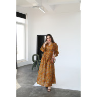 Turmeric dress printed with flowers