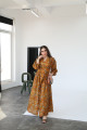 Turmeric dress printed with flowers