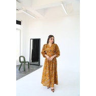 Turmeric dress printed with flowers