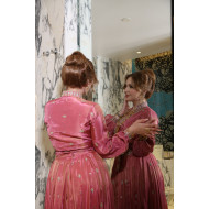 فستان قميص لف هندي وردي