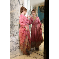 فستان قميص لف هندي وردي