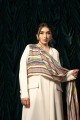 Shawl abaya with ikat design in snow colour