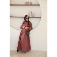 Linen abaya in burgundy